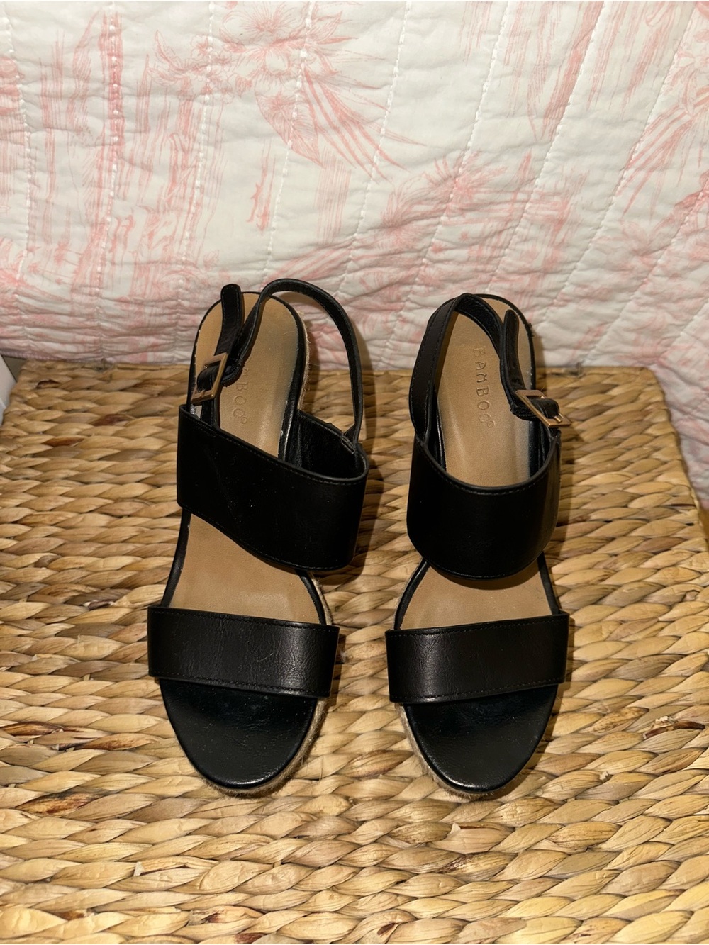 Lulus Black Wide-Strap Slingback Sandals